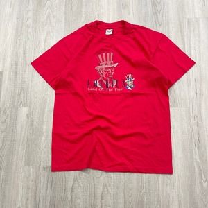 VINTAGE 90s America Land Of The Free Uncle Sam Shirt Size Extra Large XL Red